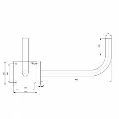 Metallinen seinäkiinnike Ø38mm L450