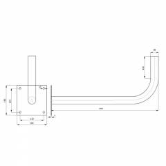 Metallinen seinäkiinnike Ø38mm L600