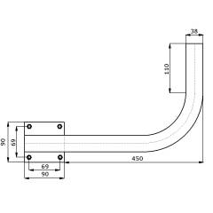 Metalliputki Kiinnike Ø38mm L450 Alhaalla vasemmalla