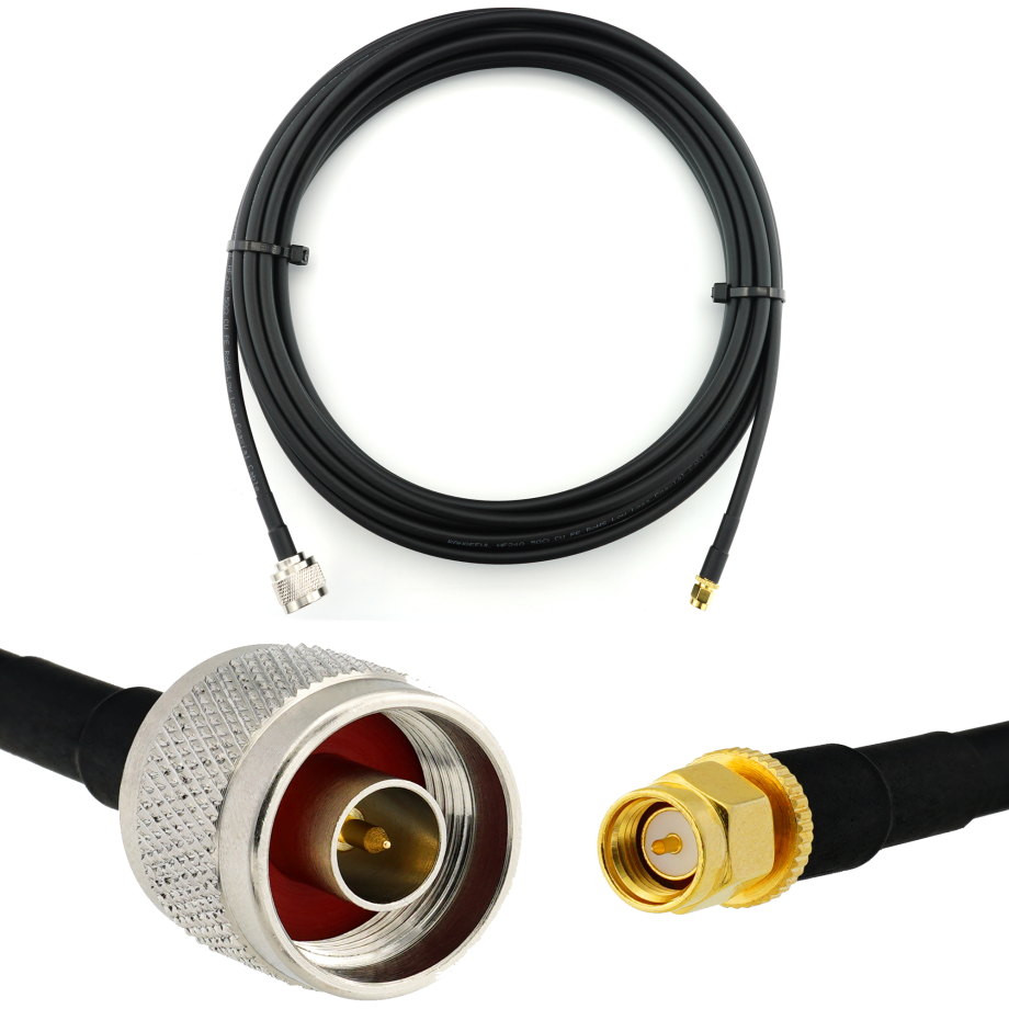 SMA Male / N Male 5m koaksiaalikaapeli — HF240 (vastaa LMR240)