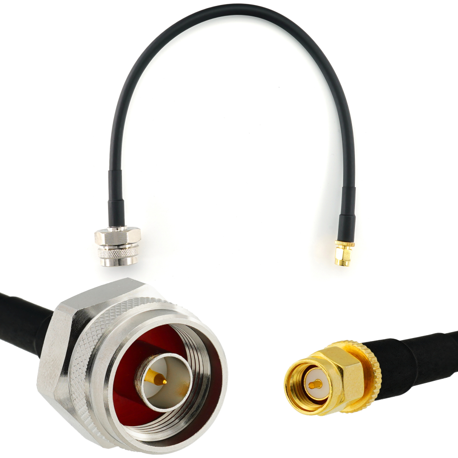 SMA Male / N Male Hex 30cm koaksiaalikaapeli — HF240 (vastaa LMR240)