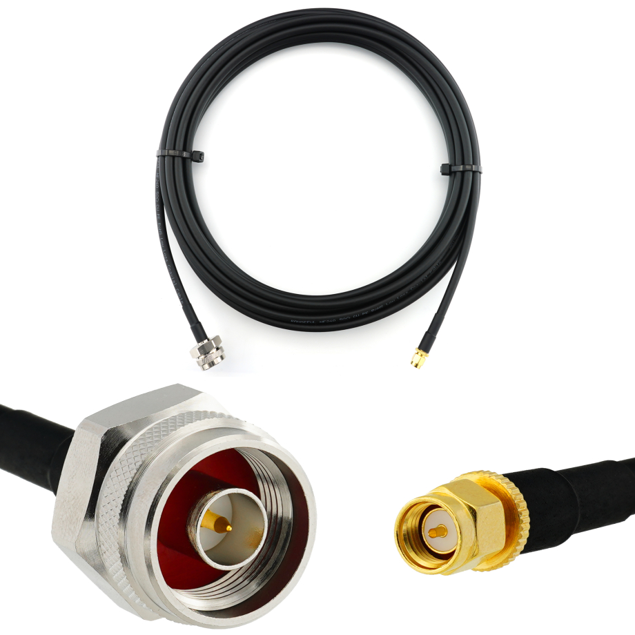 SMA Male / N Male Hex 5m koaksiaalikaapeli — HF240 (vastaa LMR240)
