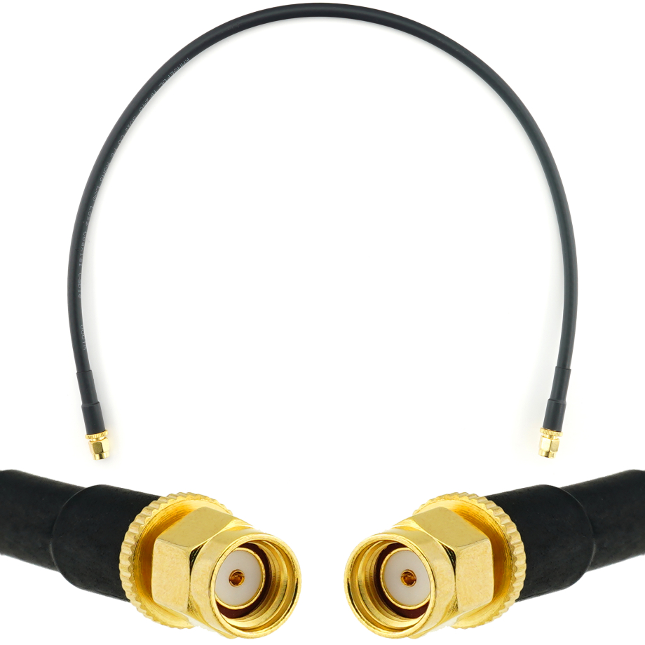 RP-SMA Male / RP-SMA Male 50cm koaksiaalikaapeli — HF240 (vastaa LMR240)