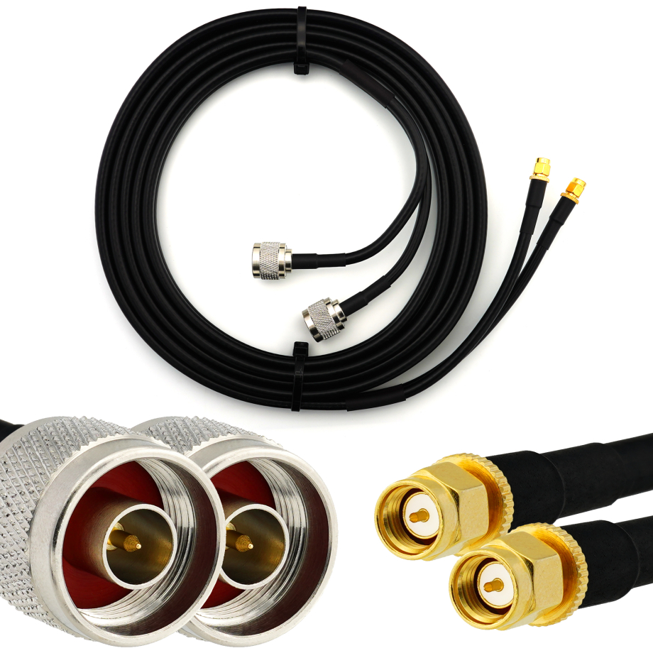 SMA Male / N Male 1m kaksoiskoaksiaalikaapeli — HF240 (vastaa LMR240)