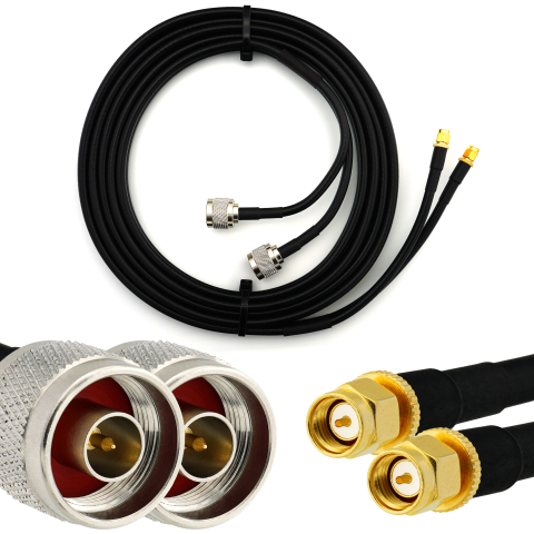 SMA Male / N Male 1m kaksoiskoaksiaalikaapeli — HF240 (vastaa LMR240)