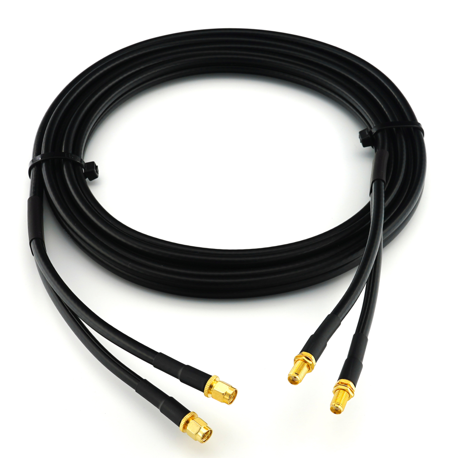SMA Male / SMA Female 1m kaksoiskoaksiaalikaapeli — HF240 (vastaa LMR240)