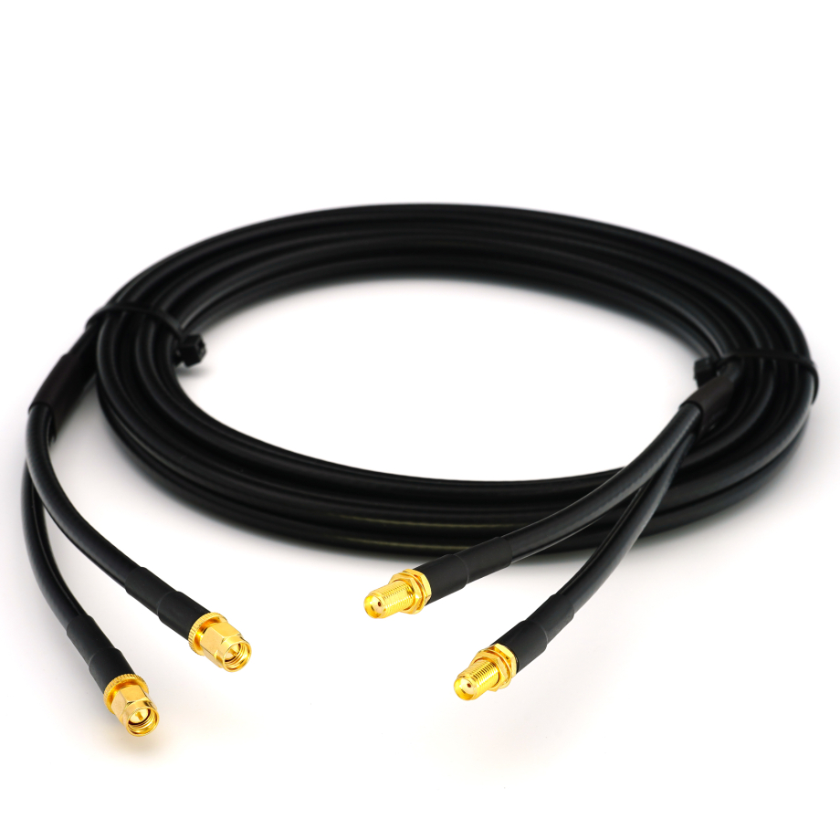 SMA Male / SMA Female 12m kaksoiskoaksiaalikaapeli — HF240 (vastaa LMR240)