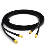 RP-SMA Male / RP-SMA Male 1m kaksoiskoaksiaalikaapeli — HF240 (vastaa LMR240)