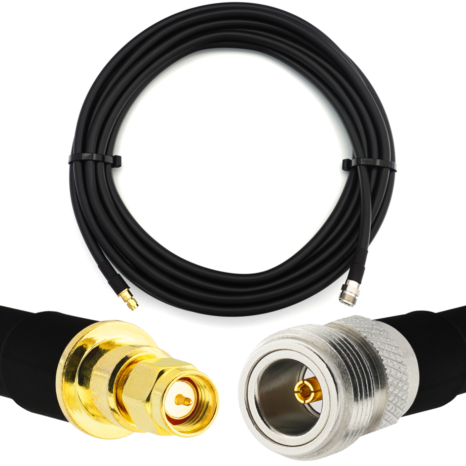 SMA Male / N Female 20m elastinen koaksiaalikaapeli — vastaa LMR400 UF UltraFlex