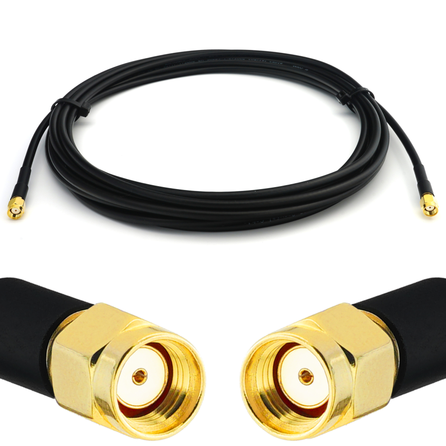 RP-SMA Male / RP-SMA Male 3m RG58/U koaksiaalikaapeli