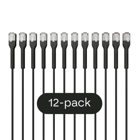 Broadbe ohut Patch-kaapeli 10G musta 0.3m 12 kpl