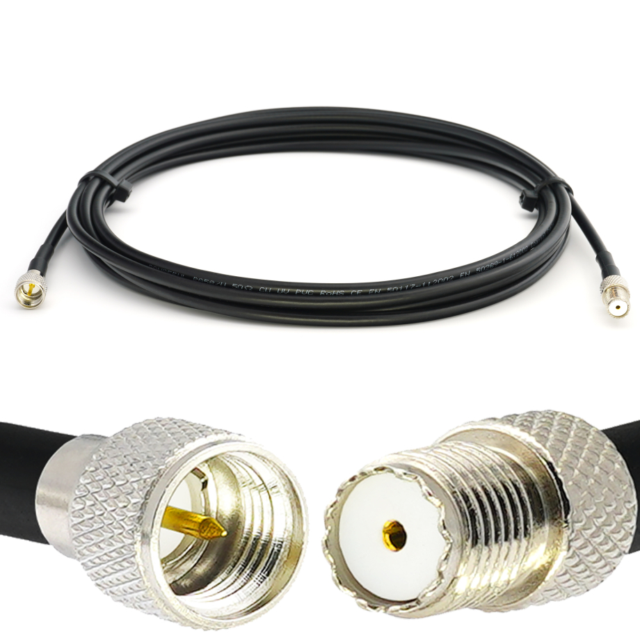 American Coaxial Industry RG58 Coaxial Cable – UHF Male PL-259 To BNC Female (Pick Your Length, Made In USA)