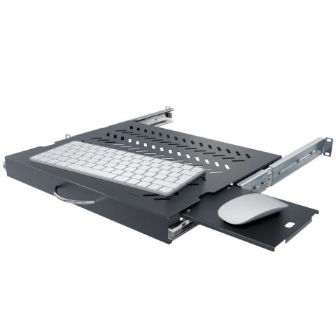 Vetohylly näppäimistölle ja hiirelle 19" 1U, 350mm, Musta